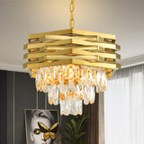 Modern Crystal Chandelier Gold Round for Dining Room for Living Room Entryway Foyer Bedroom Kitchen Pendant Light Fixtures