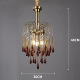 Artpad Retro French Branch Colorful Crystal Chandeliers for Living Room Romantic Raindrop Coloful Crystal Hanging Pendant Light