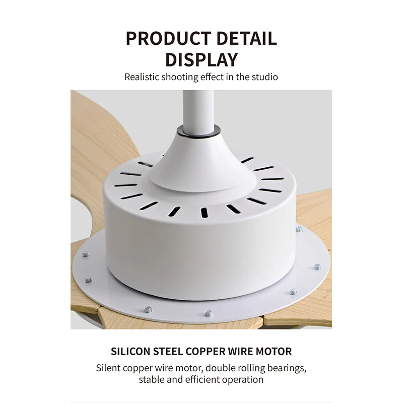 46 56 Inch Ceiling Fan 5 Blades Vintage Industrial ABS Ventilator No Light Remote Control for Home Hotel Cafe Office Decoration