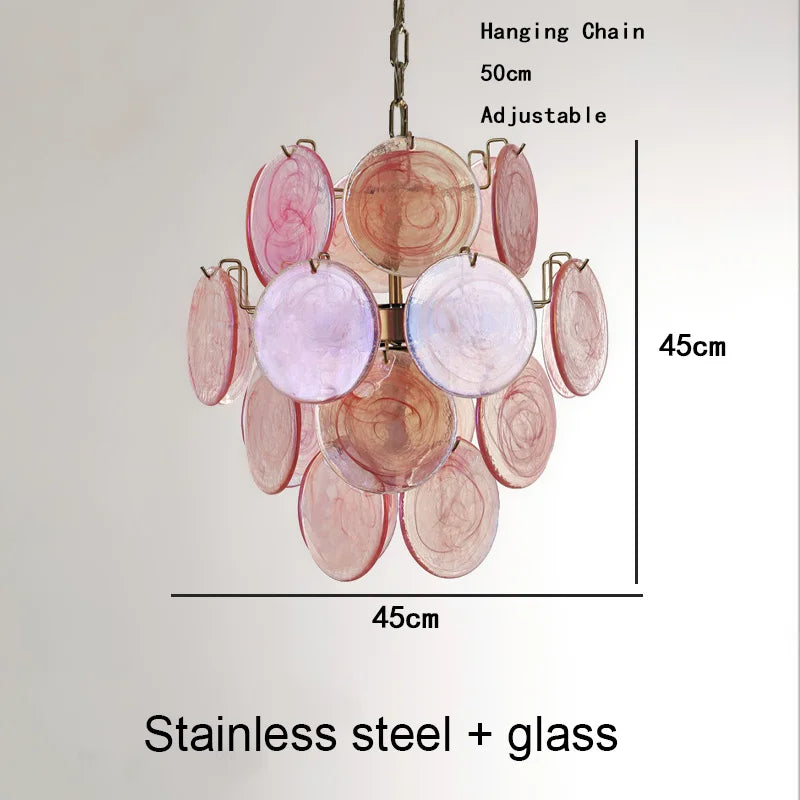 Modern Murano Glass Disc Chandelier Metal Gold Silver Dimmable Ceilings Lustre for Restaurant Hotel Bedroom