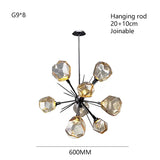 Modern LED Living Room Chandelier Lighting Nordic Rock Glass Dining Room Hanging Lamp Luxury American Bedroom Restaurant Fixture