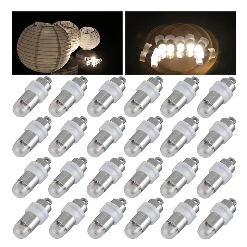 10-50PCS Non-Blinking Mini LED Balloon Lights - Waterproof Submersible Party Lamps