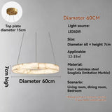 Imitation Marble Circular Resin Pendant Light - Modern Hanging Ceiling Lamp Fixture for Living Room, Bedroom & Home Decor
