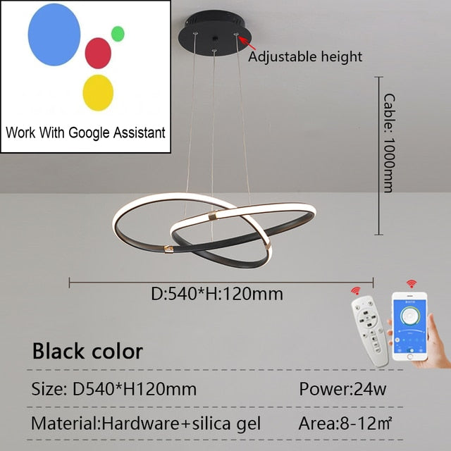 Modern Pendant LED Chandelier Lamp AC110-240V Hanging Chandelier Lights for Dinning Bed room Kitchen Alexa Google Home