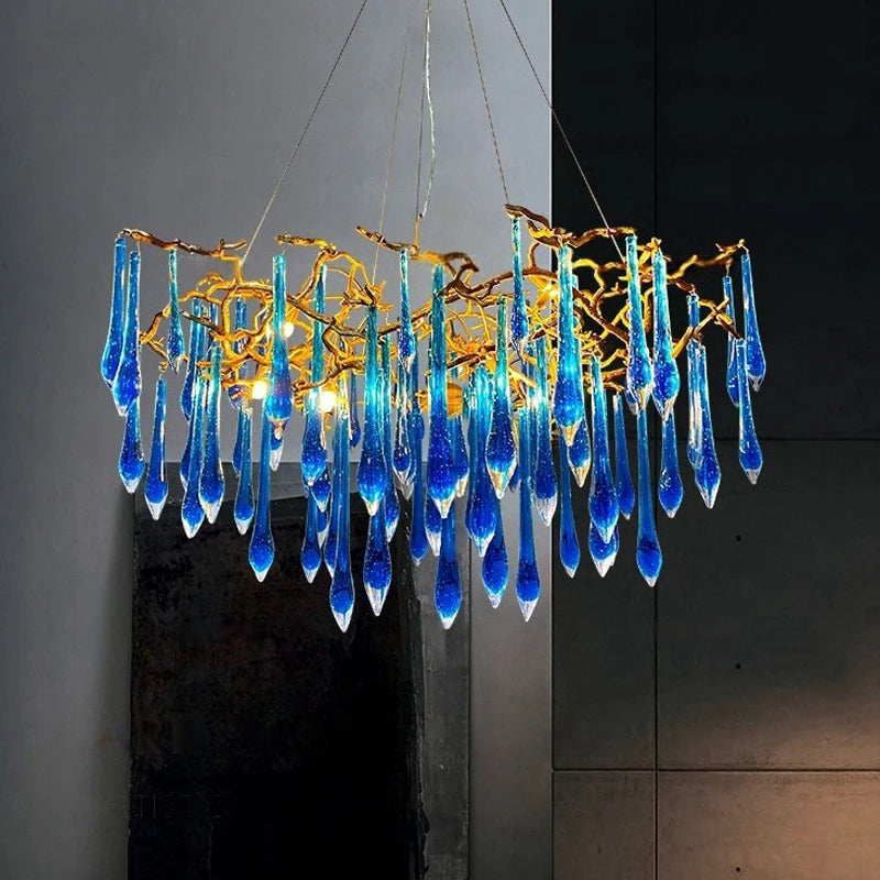 Light Luxury Crystal Chandelier Postmodern Minimalist Living Room Tree Branch Lamp Artistic Dining Room Pendant Lamp