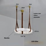 2026 Circular Marble Leather LED Hanging Lamp Modern Bedroom Living Room Main Light Fixture Nordic Faux Marble Pendant Light