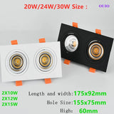 Double Head Recessed LED Downlight - 20W 24W 30W Epistar COB Ceiling Lamp