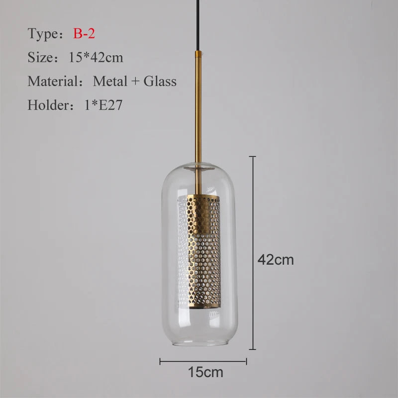Loft Modern Pendant Light Glass Ball Hanging Lamp Kitchen  Fixture Dining Hanglamp Living Room Ceiling Lamps LED s