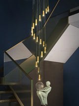 New Luxury Chandelier Nordic Conical Light Modern Living Room Duplex Attic Long Pendant Light Villa Staircase LED Pendant Light