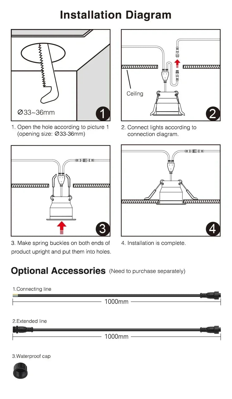 Mini 3W LED Spotlight IP66 Waterproof - 12V Recessed RGBW Downlight
