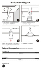 Mini 3W LED Spotlight IP66 Waterproof - 12V Recessed RGBW Downlight