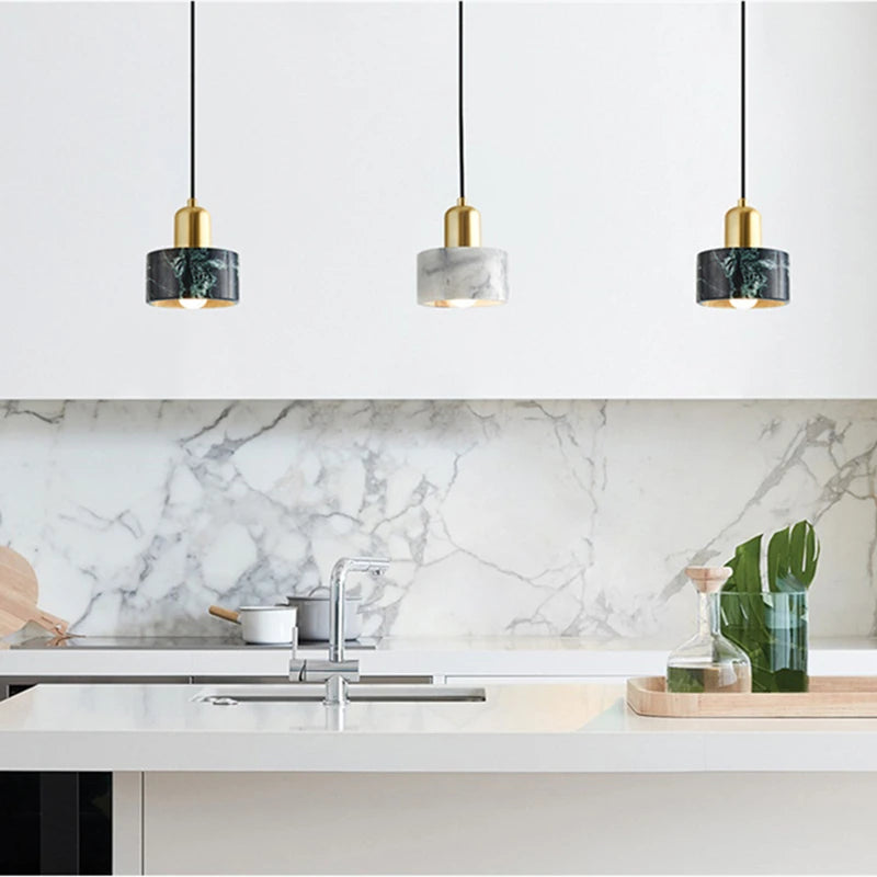 Modern Pendant Lights Nordic Marble Hanglamp For Bedroom Dining Room Cafe Bar Decor Luminaire Suspension Home E27 Loft Fixtures