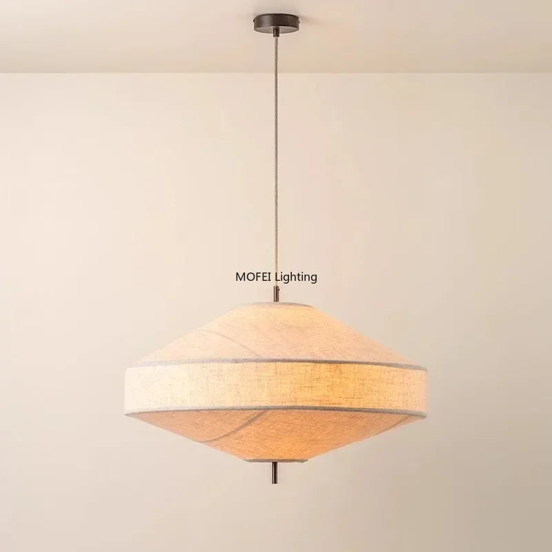 Wabi Sabi Fabric Pendant Light Japanese White Cloth Chandelier Nordic Restaurant Dining Room Home Decor Lantern Hanging Light