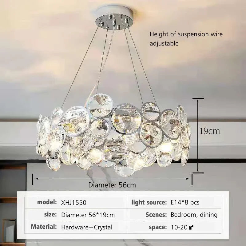 2026 New Nordic Style Chandelier Luxury LED Crystal Pendant Lights for Living Room Modern Lamp for Romantic Bedroom Dining Room