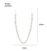 2026 Trendy Pearl Necklace Design LED Dimmable Chandelier Balls Staircase 6 m Long Suspension Luminaire Lampen For Living Room