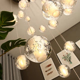 LED Villa Staircase Pendant Lights Long Cable Hanging crystal glass ball droplight for Restaurant Bar Indoor Decorative