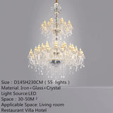 European Luxury Crystal Chandelier LED Living Room Restaurant Bedroom Villa  Hotel Duplex Building Candle Pendent Lamp