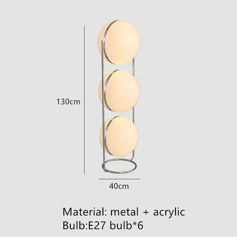 LED Metal Chrome Floor Light Living Room Hotel Room White Acrylic Ball Lights Home Art Deco art work light in stock