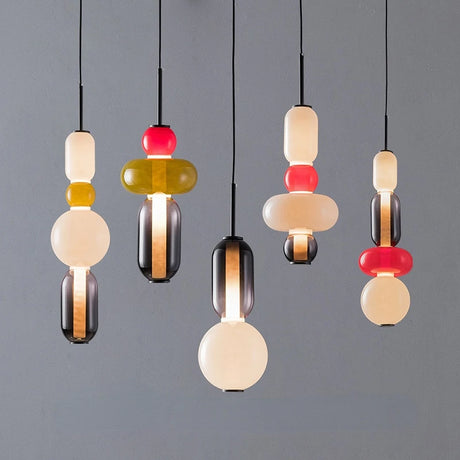 Nordic Colored Glass Pendant Lights Designer Poma Hanging Lamp Candy Glass Restaurant Bar Light Fixture Bedroom Bedside Lampara's 