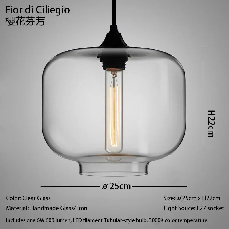 Caren Lighting handmade Glass Modern Nordic hanging loft Glass Pendant Light decor Lights Fixtures led filament dinningroom Lamp