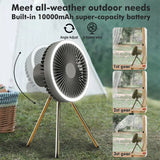 2 in1 Camping Fan Multifunction Home Appliances Usb Rechargeable Desk Tripod Stand Ceiling Cooling Fan With LED Night Light