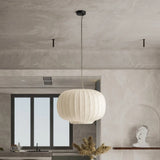 Wabi-Sabi Silk Dome Pendant Light - Iron Art Lantern LED Ceiling Lamp Fixture for Living Room, Dining Area, Bedroom & Cafe Decor