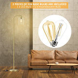 Modern Standing Tall Industrial Arched/Arc Floor Lamp with Glass Shade and 2 Bulbs Included