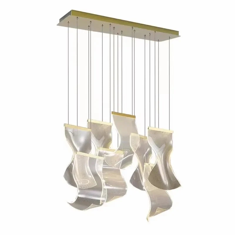Nordic Lighting Guide LED Chandelier Duplex Rotating Stairs Postmodern Chandelier Creative Restaurant Pendant Light LED