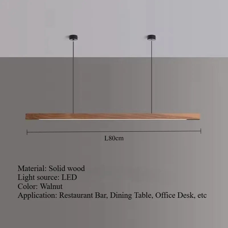 Nordic Walnut Solid Wood Pendant Light LED for Dining Tables, Study Rooms, Bar Counters, Office Desks, Indoor Home Lighting