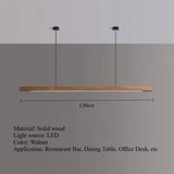 Nordic Walnut Solid Wood Pendant Light LED for Dining Tables, Study Rooms, Bar Counters, Office Desks, Indoor Home Lighting
