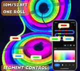 Neon LED Strip Lights With Music Sync 10M/32.8ft 84LEDs/M Addressable Neon Rope Light Work with Alexa Google Assistant