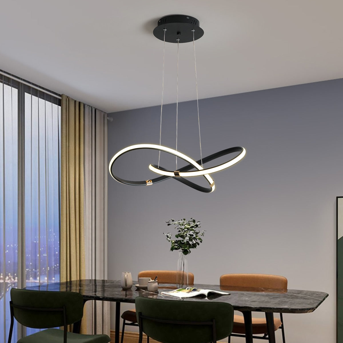 Modern Pendant LED Chandelier Lamp AC110-240V Hanging Chandelier Lights for Dinning Bed room Kitchen Alexa Google Home