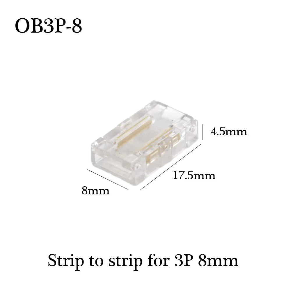 COB LED Wire Connector 5 8 10mm Connection Solderless Mini Buckle FCOB RGB CCT LED Strip Lights 2 3 4 Pin No Dark Area Connector