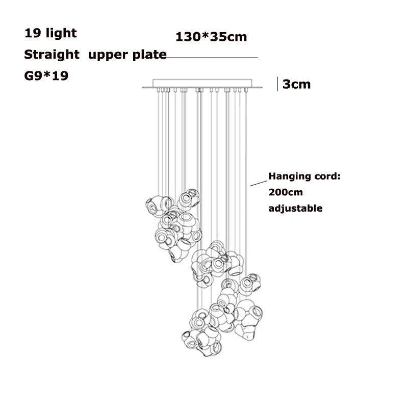 2026 New Trend Home Decoration Geometric Glass G9 LED Chandelier Lighting Lustre Para Sala Estar For Living Room Dinning Room
