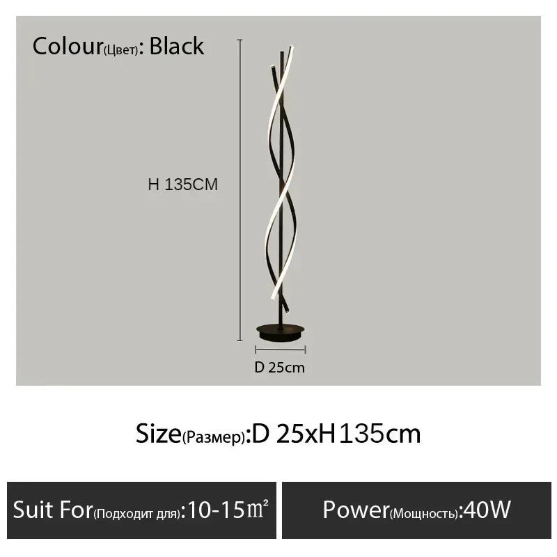 Nordic RGB LED Floor Lamp - Postmodern Spiral Corner Light for Living Room