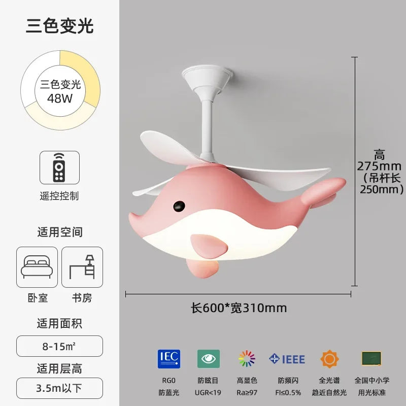 Children's Room Ceiling Led Light Creative Cartoon Airplane Chandelier Personality Boys and Girls Bedroom Lamp Fan Light Fixture