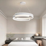Simple Modern Living Room Pendant Light Creamy Style High-end Atmospheric Bedroom Light LED Nordic Study Circular Ring Lamp