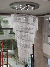 Large Spiral Design Crystal Chandelier For Staircase Hallway Lobby Modern Led Cristal Lamp Luxury Home Decor Led Light Fixture