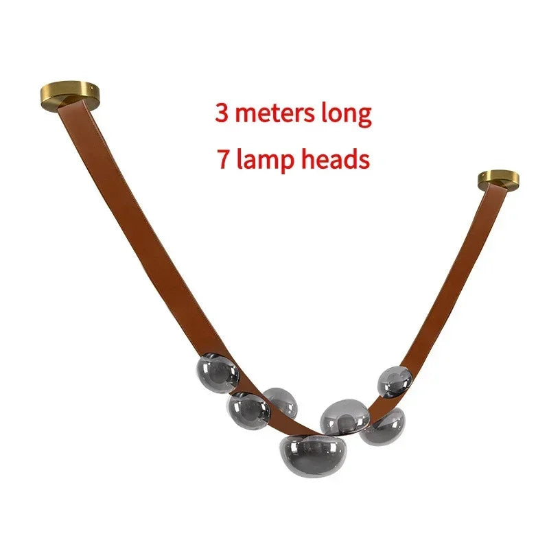 Simple Leather Design Led Pendant Lamp Home Decor Chandeliers Lighting Suspension Luminaires for Living Room Villa Lustre Salon