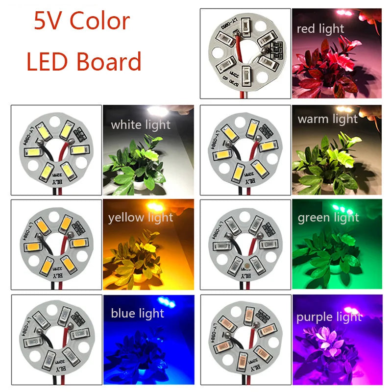 LED 5730SMD 3W 5V Color Lamp Bead Light Board Bulb Round Transformation Light Source Dia 32MM Green Blue Red Purple White Light