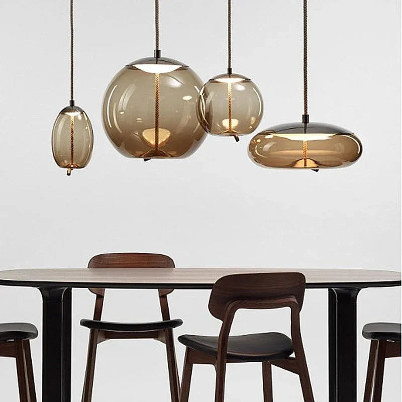 Modern Minimalist Glass LED Chandelier - Creative Pendant for Living & Kitchen
