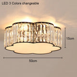 Modern Bedroom Round Square Geometric Shaped Crystal Ceiling Lamp Living Room Light Luxury Simple Design Led Flower Lighting
