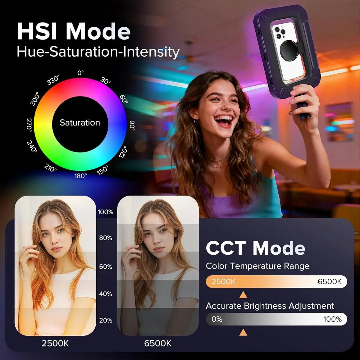 Handheld Magnetic Fill Light Pocket Size - Portable LED Ring Light for Phone