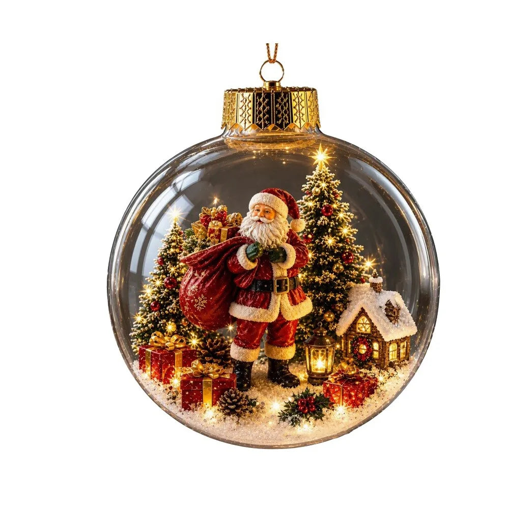 Acrylic Lighted Christmas Ball Ornament Transparent LED Lighted LED Christmas Tree Globe Decor Decorative