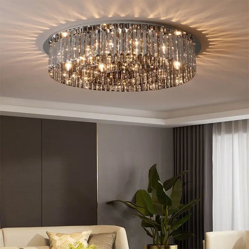 New Luminaires Modern Light Luxury Crystal Light Ceiling Living Room Atmosphere Simple Bedroom Restaurant Circular Fashion