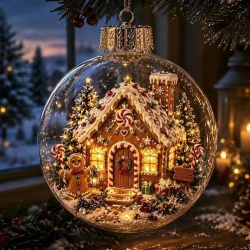 1-5pcs Christmas Tree Ornament Clear Xmas Ball Transparent Hanging Pendant Creative Sports for Holiday Party Home Gift