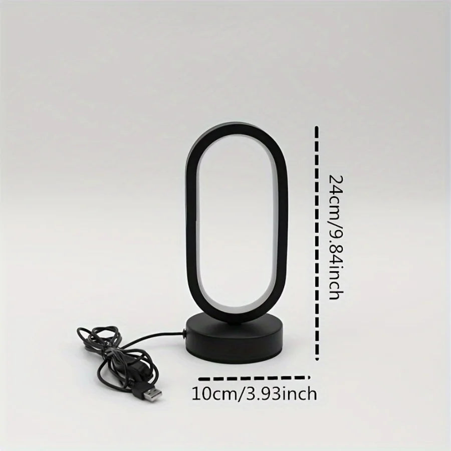 1PC Mini Circular Metal Art Desk Lamp with Three Color Lighting and USB Port