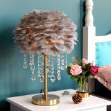 Nordic Feather Crystal Table Lamp Bedroom Ins Girl Warm Bedside Lamp Creative Luxury Romantic Feather Lamp