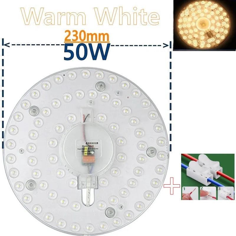 AC 220V–240V LED Ceiling Light Board Replacement (12W–50W) - Circular SMD LED PCB Module Plate for Round Lamp Repairs