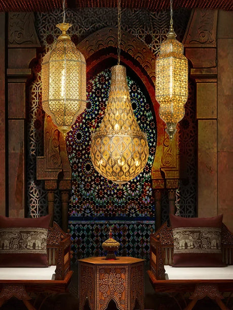 Southeast Asia Moroccan Retro Vintage Industrial Wall Lamp LED E27 Gold Luster's Iron Art Decorative Wall Mounted Restaurant Store